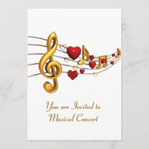 Invitation for Musical Concert in Gold Lettering