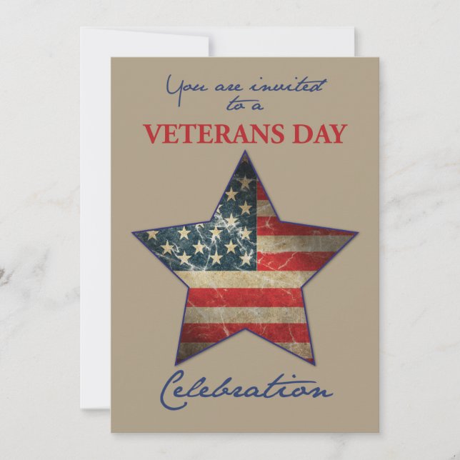 Invitation for Veterans Day Event Old Flag Star (Front)