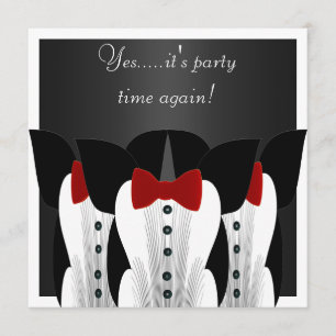 Invitation Formal Tuxedo Black Red Tie Suit 3