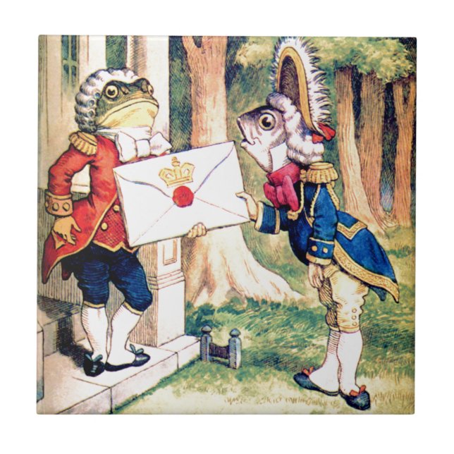 Invitation From the Queen of Hearts in Wonderland Ceramic Tile (Front)