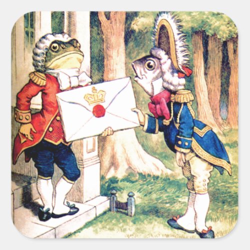 Invitation from the Queen of Hearts in Wonderland Square Sticker