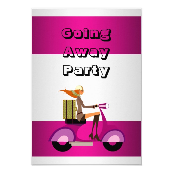 Invitation Going Away Party Girl Bike Luggage Fun