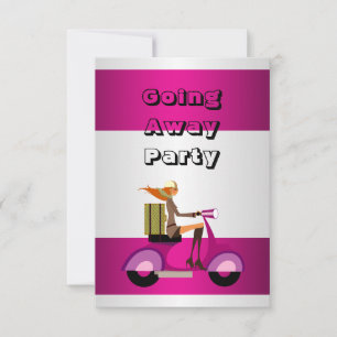 Invitation Going Away Party Girl Bike Luggage Fun