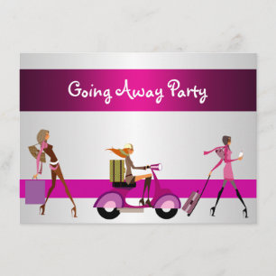 Invitation Going Away Party Girls Bike Luggage Fun