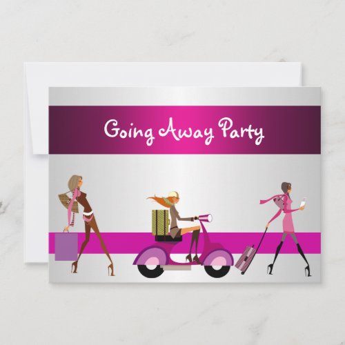 Invitation Going Away Party Girls Bike Luggage Fun