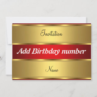 Invitation Gold and Red Birthday Party