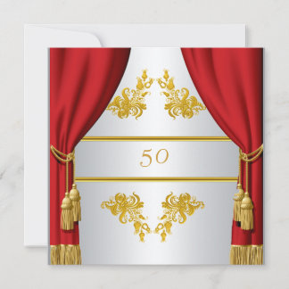 Invitation Gold Silver Red curtain Birthday Annive