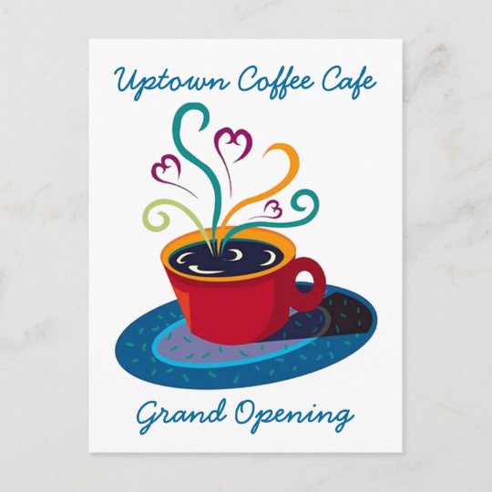 INVITATION GRAND OPENING COFFEE SHOP CAFE POSTCARD | Zazzle.com