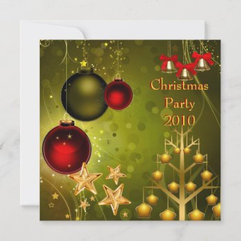 Invitation Holiday Christmas Party Red Gold Green by Label_That at Zazzle
