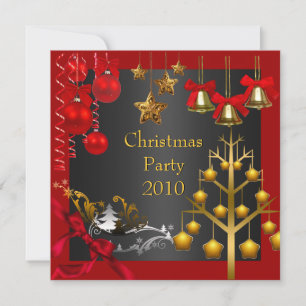 Invitation Holiday Christmas Party Red Gold Xmas