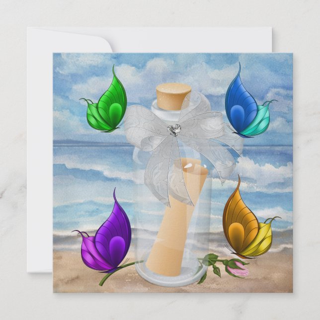 "Invitation in a Bottle" - Beach Invitation - SRF (Front)