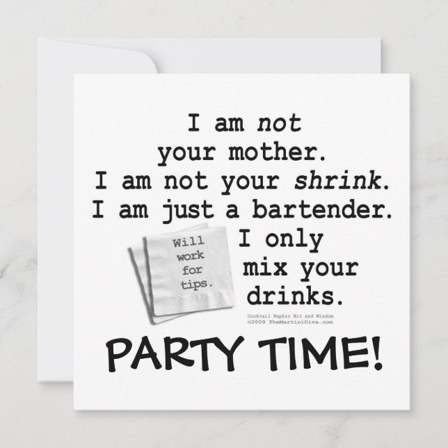 Invitation, Invitations - I'M A BARTENDER (Front)
