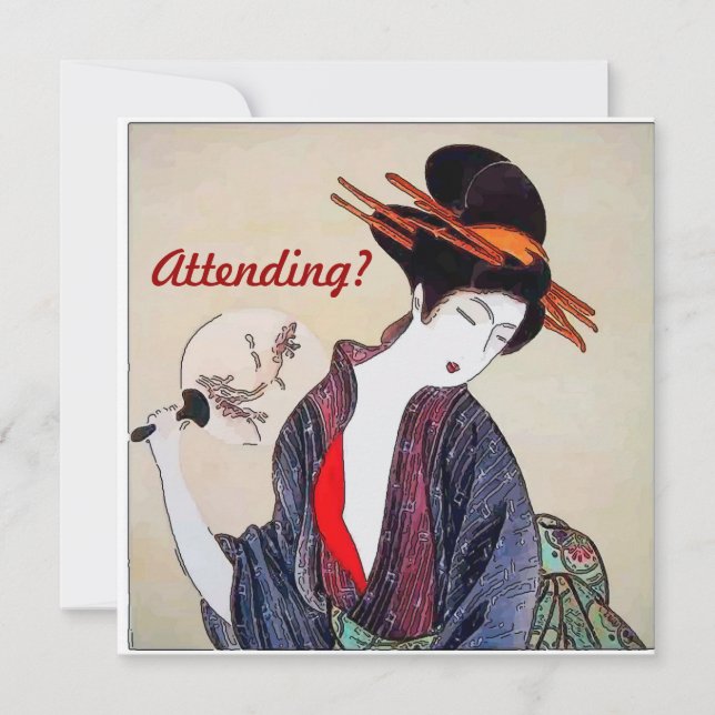 Invitation Japanese Woman,  Attending? (Front)