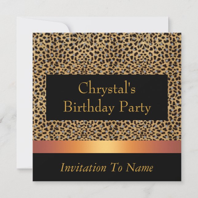 Invitation Leopard Print Invite Birthday Party (Front)
