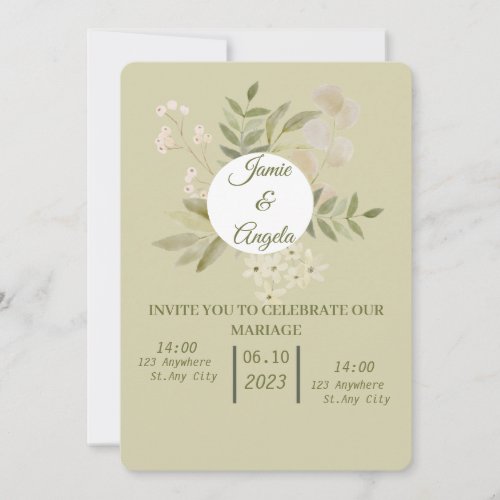 Invitation mariage fleur vert