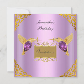 Invitation Mauve Gold Jewel Birds