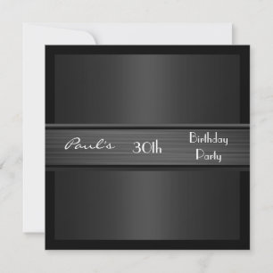 Invitation Mens 30th Birthday Party Black Elegant