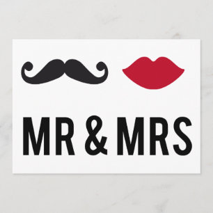Invitation mr. and mrs. with mustache and red lips