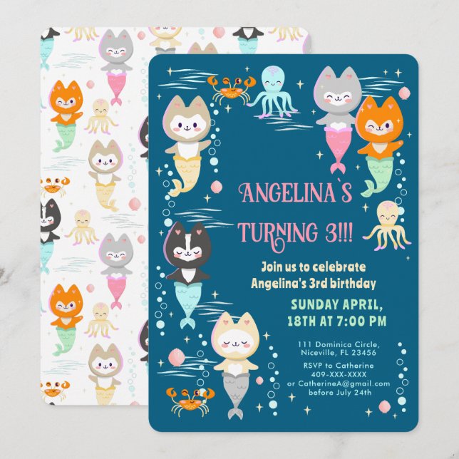 Invitation nautical themed birthday. (Front/Back)