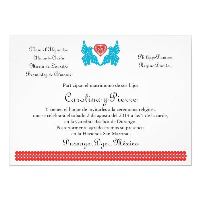 Invitation of the wedding of Paper Pricked of the