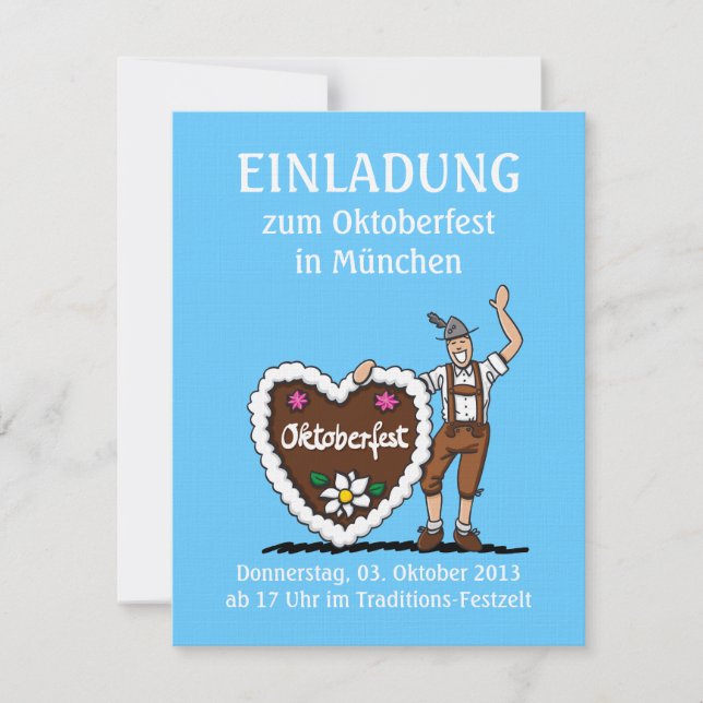 Invitation Oktoberfest Bavarian Gingerbread Heart (Front)