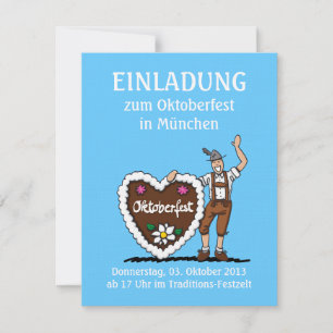 Invitation Oktoberfest Bavarian Gingerbread Heart