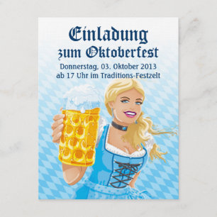 Invitation Oktoberfest Dirndl Woman Beer Stein