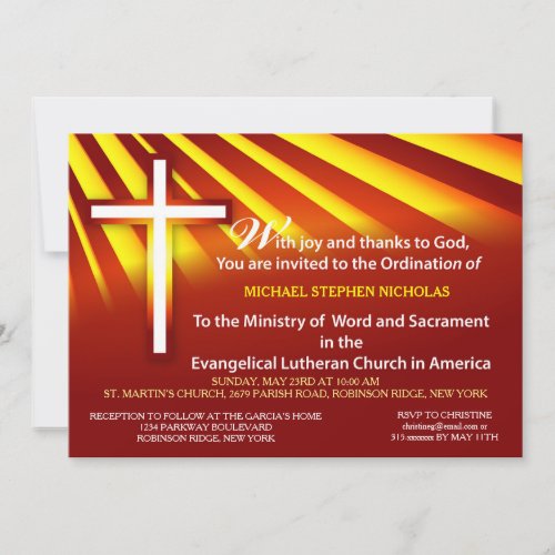 Invitation Ordination Lutheran Minister Customize
