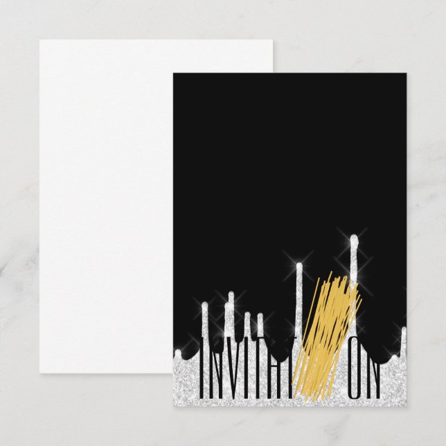 Invitation Organic Food Italian Spaghetti Black Wh (Front/Back)