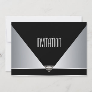 Invitation Party Art Deco Black Silver