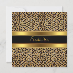 Invitation Party Exotic Leopard Gold Black