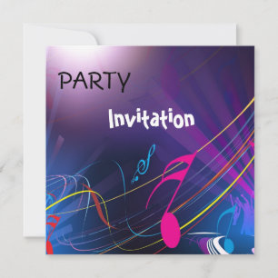 Invitation Party Music Notes Blue