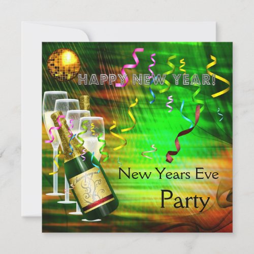 Invitation Party New Years Eve Gold Green