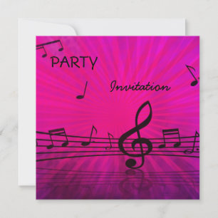 Invitation Party pink music notes