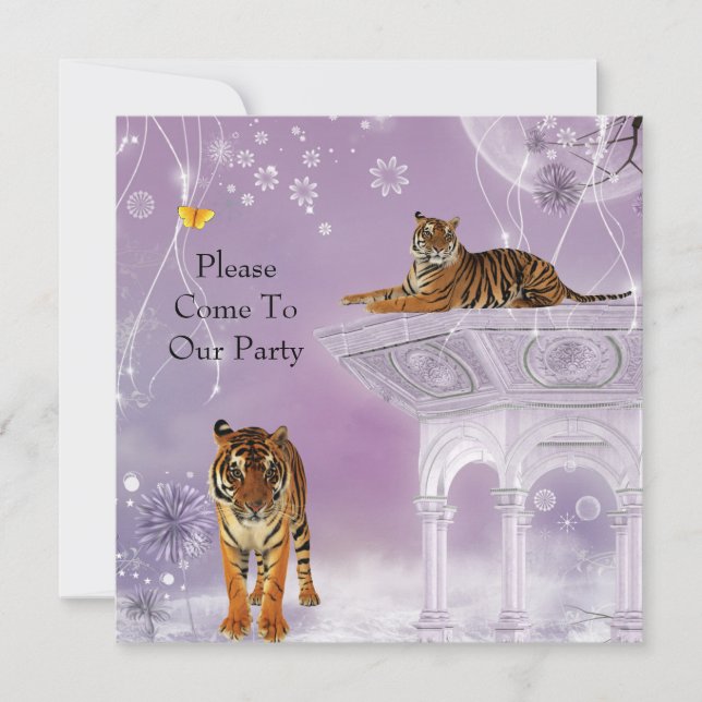 Invitation Party Tigers in Flowerworld (Front)