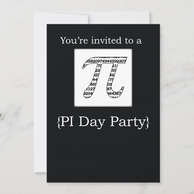 Invitation Pi Day Party Black (Front)