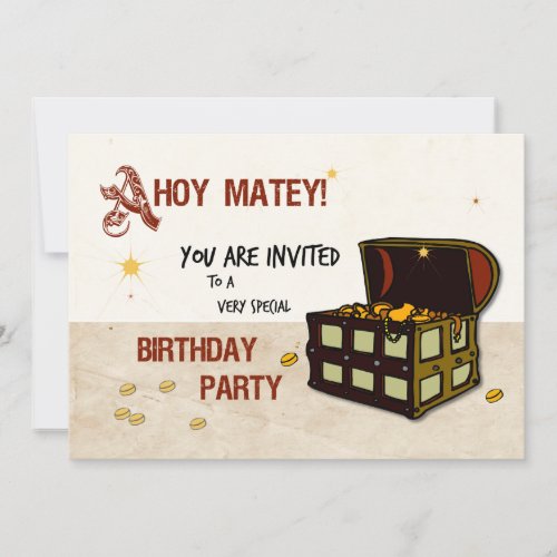 Invitation Pirate Treasure Birthday Party Boy