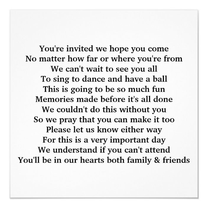 Invitation poem | Zazzle.com