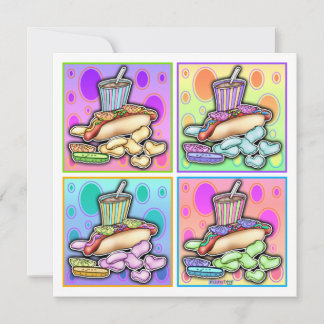 Invitation - Pop Art Hot Dog with Chips and a Drin
