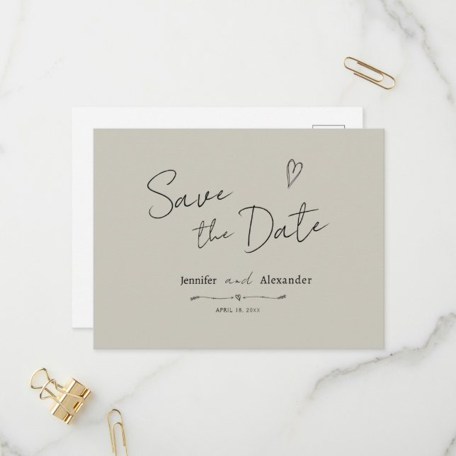 Invitation Postcar Save The Date modern horizontal Postcard (Front/Back In Situ)