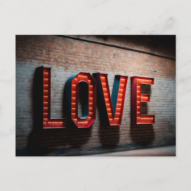 Invitation Postcard of Neon LOVE sign (Front)
