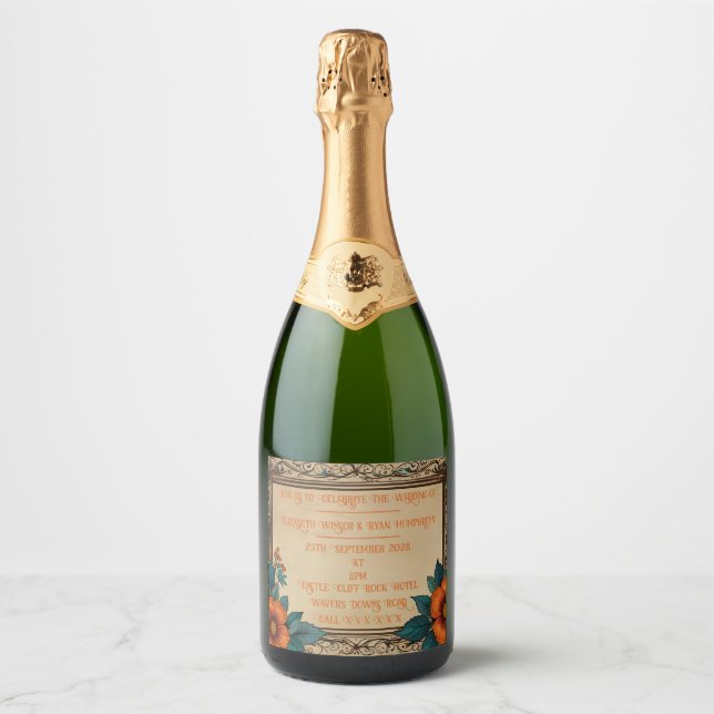 Invitation Postcard Sparkling Wine Label (Front)