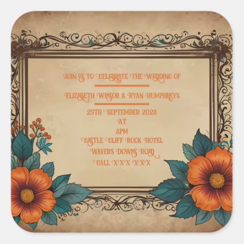 Invitation Postcard Square Sticker