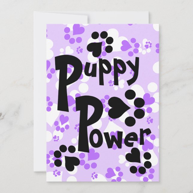 Invitation - Puppy Power - Puppy Paw Prints (Front)