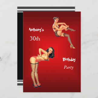 Invitation red Pin-up Girls red Birthday Party