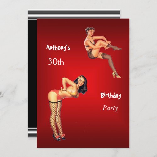 Invitation red Pin_up Girls red  Birthday Party