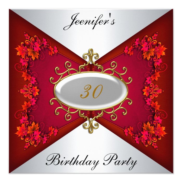 Invitation RedSilver Birthday Anniversary Party Invitations