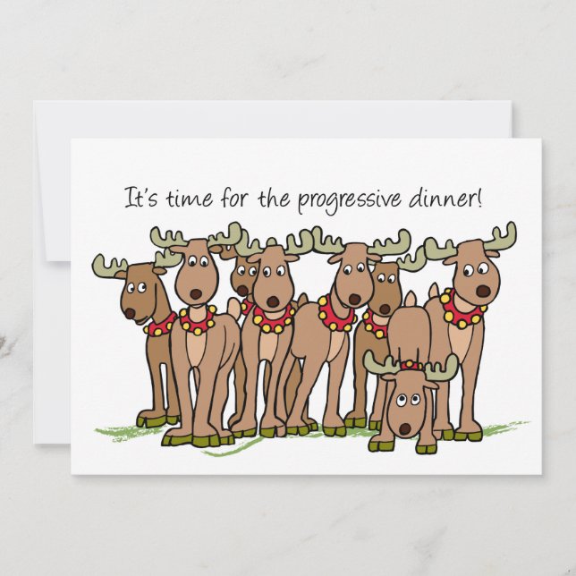 Invitation Reindeer Progressive Dinner (Front)