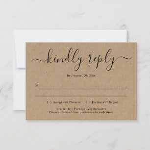 Invitation Reply Card Insert - Rustic Kraft