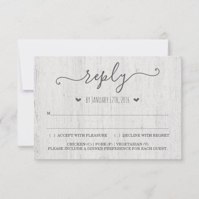 Invitation Reply Card Insert | Rustic Romantic (Front)